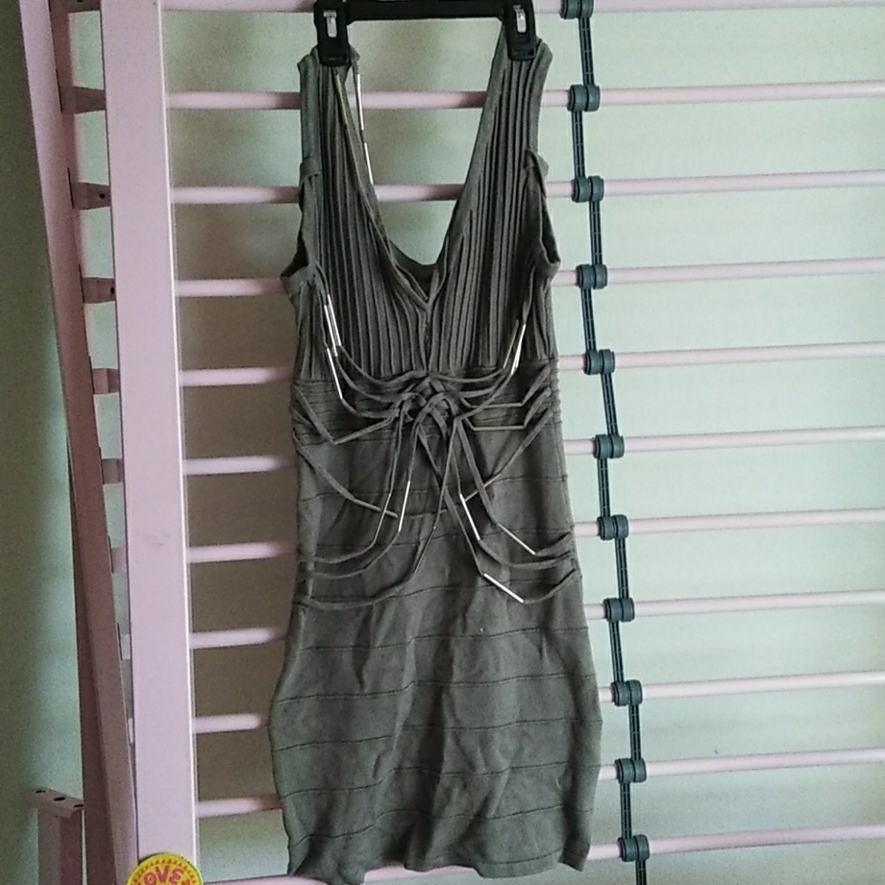 Silver Body Con Dress with body cross design